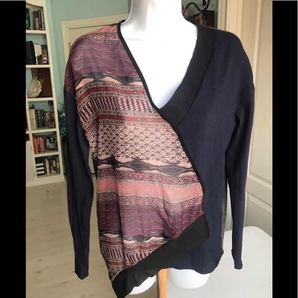 NWOT Zara Boho Top Sweater mix media small